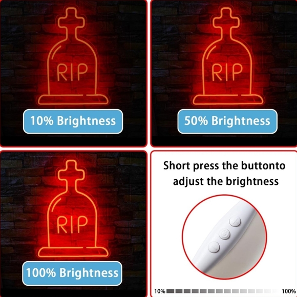 Halloween Neon Sign, Cross Tomb Neon Lights, Halloween Ghosts Led Signs for Wall - Picture 4 of 6